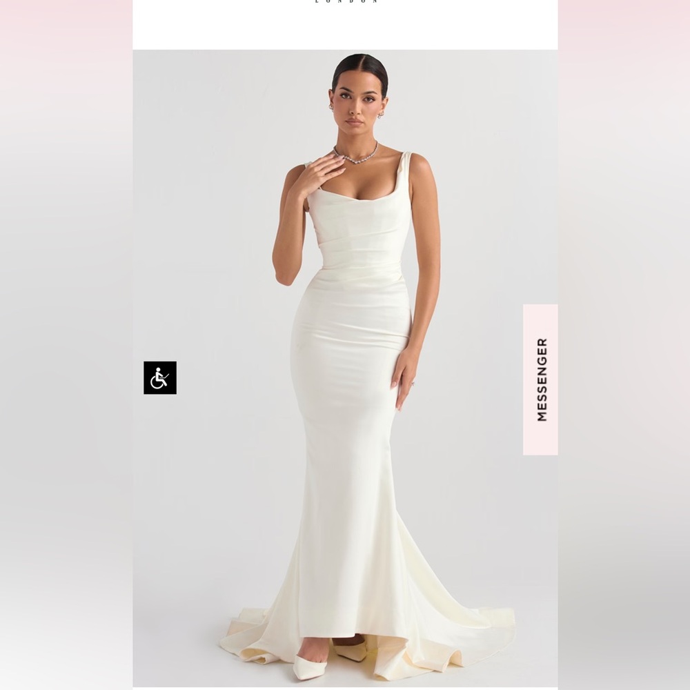 House of CB EMILIE OFF WHITE SATIN MERMAID BRIDAL GOWN. Size small. Sold out.